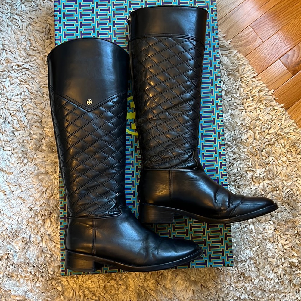 Tory Burch Tall Black Quilted Boot